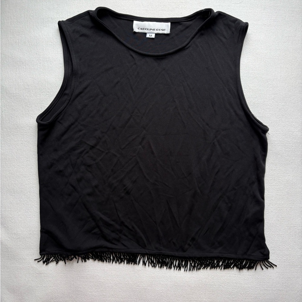 Calvin Klein Black Sleeveless Fringe Top